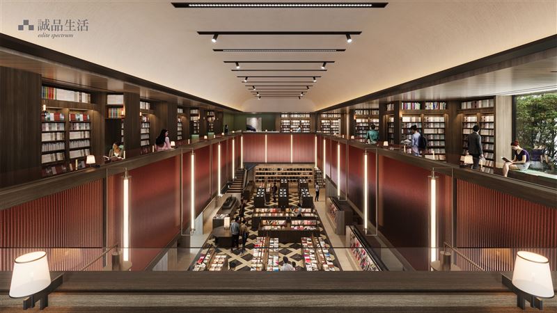 挑高10米雙層書店閱讀殿堂優雅壯闊。（圖／誠品 提供）