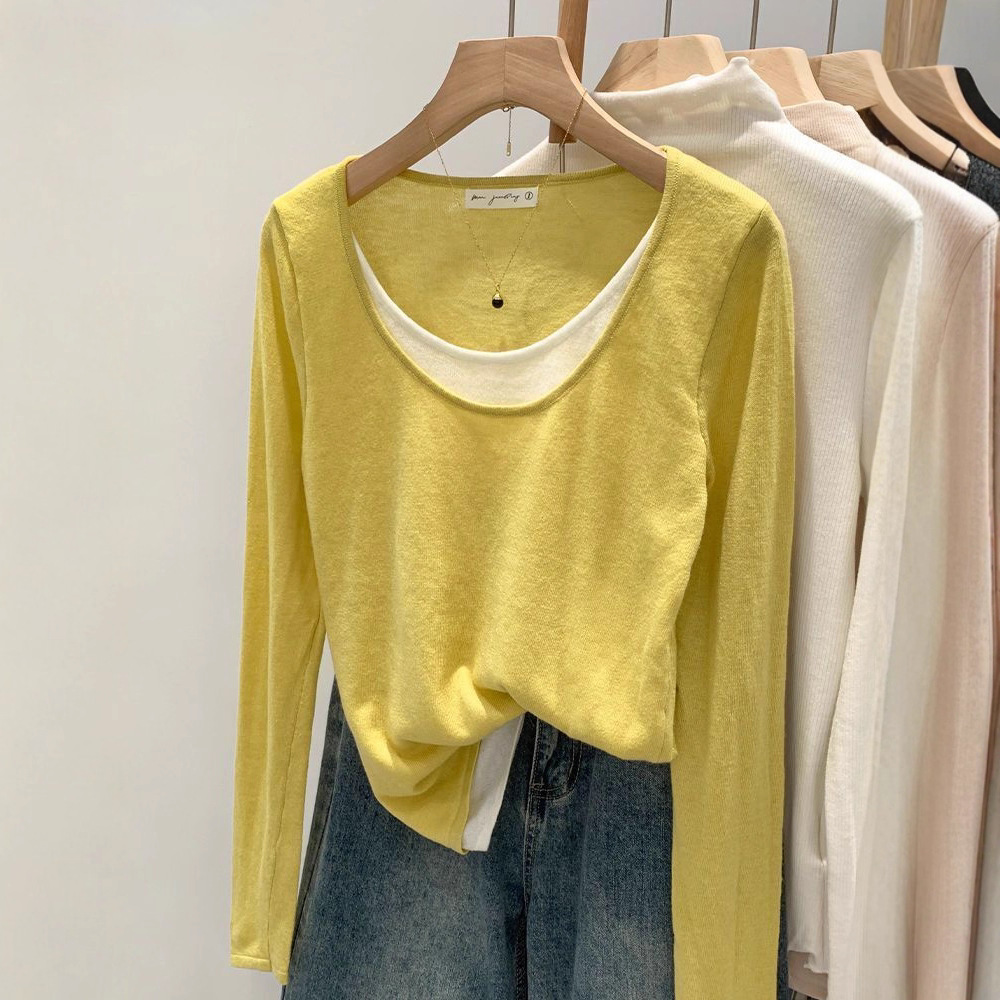 棉花糖女孩的鬆弛感穿搭！「軟糯撞色針織衫」大尺碼XL~4XL，一件穿出層次感與好命感